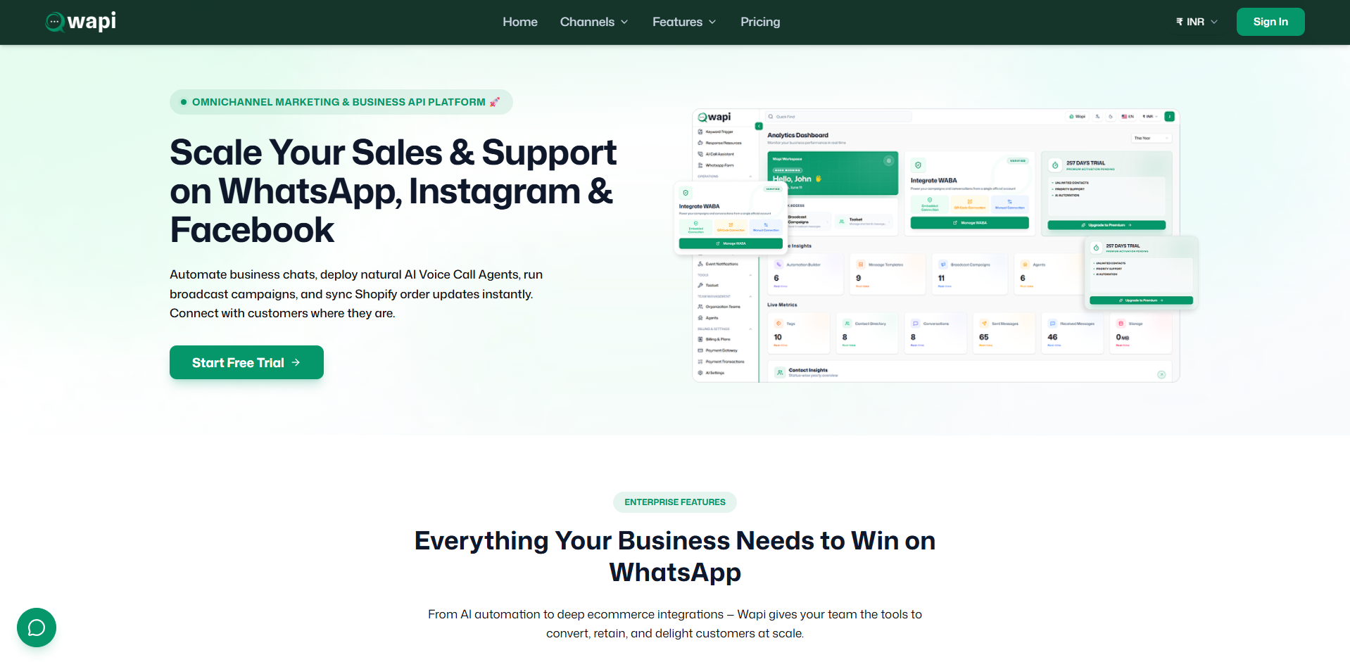 Wapi – WhatsApp CRM SaaS with Chatbot Flow Builder, API Automation & Multi-Tenant System