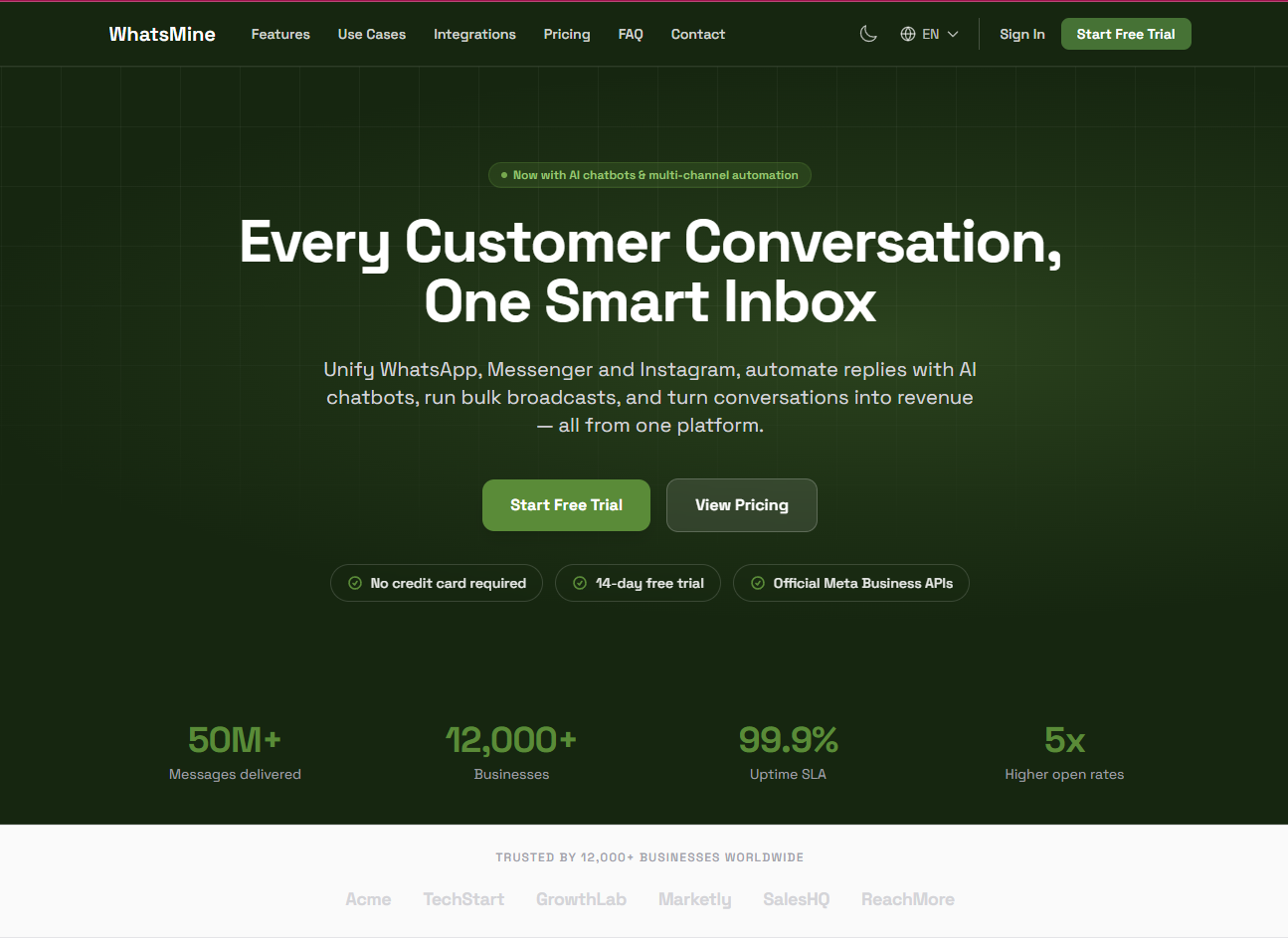 WhatsMine — AI Omnichannel Marketing, Automation & Chatbot SaaS (WhatsApp, Instagram, Messenger, SMS & Email)